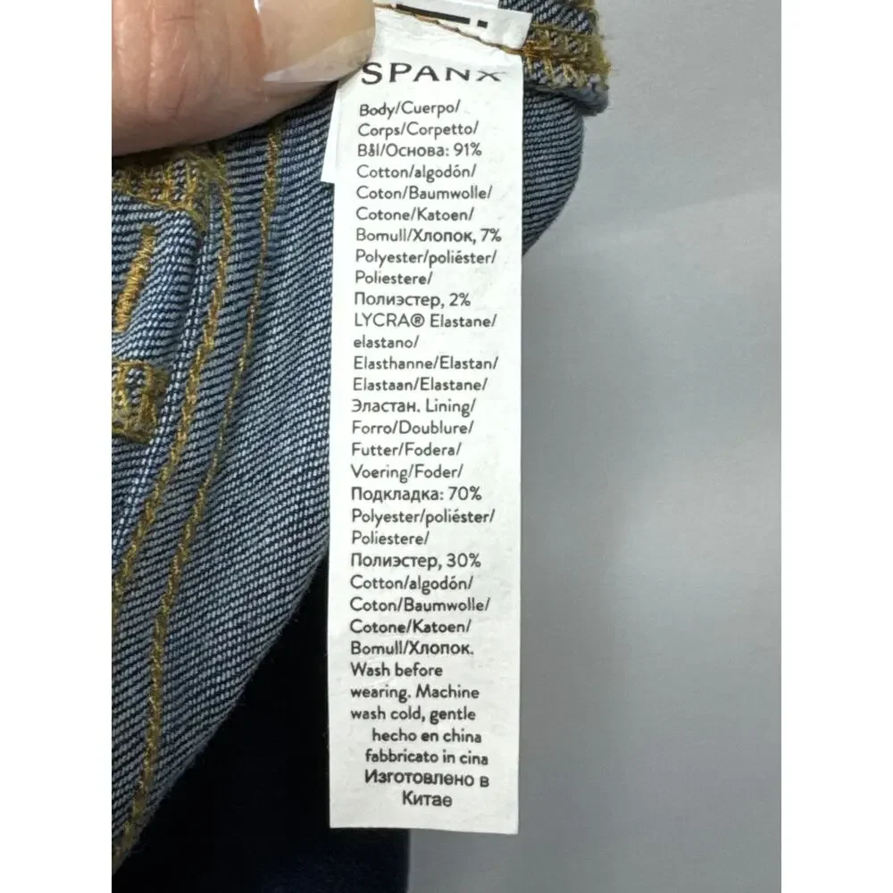 NWT Spanx Women's Flare Blue Stretch Denim Pull On Jeans - Size XL (34x34) - Picture 5 of 6